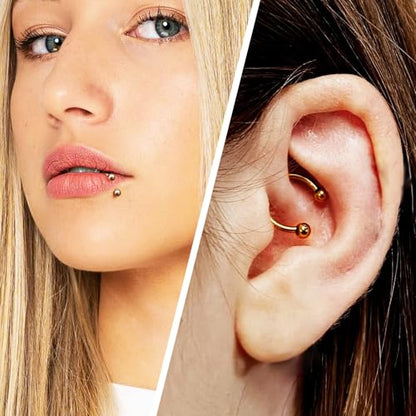 Vsnnsns 14G 16G 18G Septum Rings Piercing Jewelry 316L Stainless Surgical Steel Horseshoe Septum Nose Rings Snake Bite Lip Ring Daith Rook Earrings Smiley Piercing Jewelry for Women Men 8MM 10MM 12MM - color: 18G-8MM Mix Color
