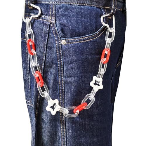 Colorful Acrylic Pants Pocket Chain Hip Hop Jeans Chain,Acrylic Chain Strap for Purse Handbag Diy Accessory - style: Clear Red