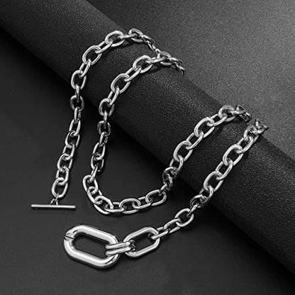 Punk Choker Necklace Chunky Chain Link Necklace for Women - color: Silver