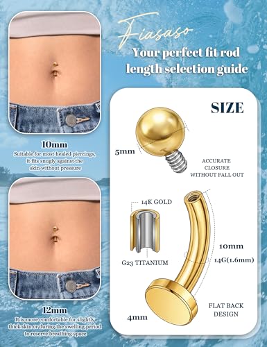Floating Titanium Belly Button Rings Hypoallergenic G23 Titanium Internally Threaded Belly Ring 14G Belly Piercings for Women Navel Piercings Jewelry - color: gold dot