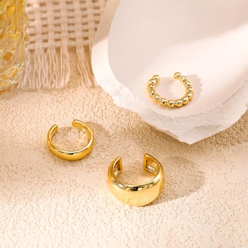 14K Gold/Silver Plated Ear Cuffs Non Piercing Set Clip On Dainty | Non Pierced Ear Cuff, Stackable Small Cartilage Hoop Huggie Set, Tarnish Resistant Hypoallergenic Trendy Jewelry Gift - style: gold style 2