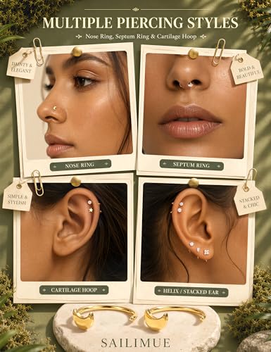 SAILIMUE 12Pair Hypoallergenic Huggie Half Hoop Earrings Backless for Women | Small Backless Earring Surgical Stainless Steel Open Arc Hoop Earrings Silver Plated with Stay Close Earrings - color: Gold:8mm