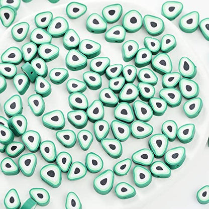 100pcs Green Avocado Polymer Clay Spacer Beads for Women Jewelry Making DIY Bracelet Necklace Hair Clip Accessories (Avocado) - color: Avocado