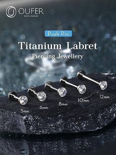 OUFER 2Pcs 20G/18G/16G G23 Titanium Threadless Nose Stud Earrings Flat Back Tiny CZ Small Nose Helix Cartilage Tragus Conch Labret Medusa Monroe Piercing Jewelry for Women Men - color: Silver, size: 2pcs, 16g 5.5mm, 4mm cz