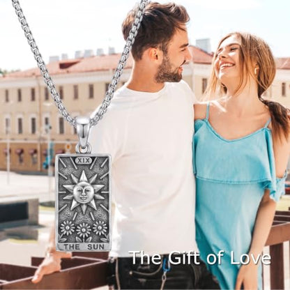 YAFEINI Cat Tarot Necklace 925 Sterling Silver Cat Tarot Pendant Necklace Jewelry Gifts for Women - style: Sun Tarot