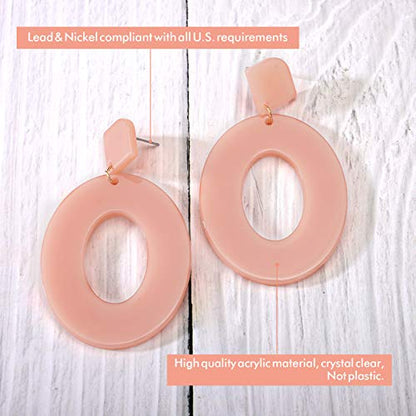 25 Pairs Acrylic Resin Statement Earrings Set for Women Mottled Hoop Fashion Drop Dangle Jewelry Hypoallergenic for Sensitive Ears - style: Warm