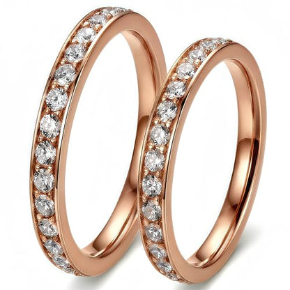 2-Pack 14K Gold Plated Stackable Rings for Oura Ring Gen 4 & Gen 3, Cubic Zirconia Simulated Diamond Stack Rings for Women - color: Rose Gold