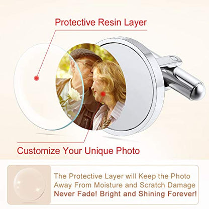 Custom4U Custom Photo Cufflinks for Men Father of the Bride Gifts - color: A-Photo-Steel