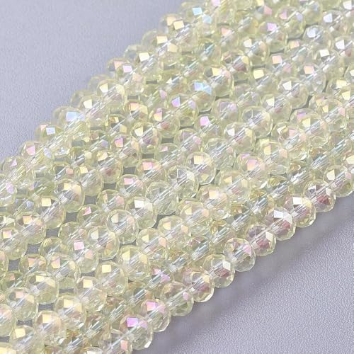1450pcs Faceted Rondelle Glass Seed Beads 3x2mm Mini Crystal Loose Spacer Beads for DIY Friendship Bracelet Necklace Beading Craft Jewelry Making Ornament, Beige - color: Beige