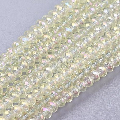 1450pcs Faceted Rondelle Glass Seed Beads 3x2mm Mini Crystal Loose Spacer Beads for DIY Friendship Bracelet Necklace Beading Craft Jewelry Making Ornament, Beige - color: Beige