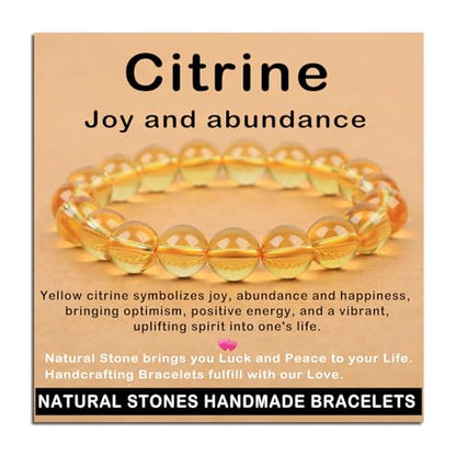 AD Beads Handmade Gemstone Stretch Elastic Bracelet Crystal Healing Reiki Nature's Beauty and Spiritual Essence Unisex (10mm, Citrine (Joy and Abundance)) - color: Citrine (Joy and Abundance ), size: 10mm