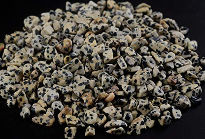 Natural Chip Stone Beads Dalmation Spot 5-8mm About 400 pieces Irregular Gemstones Healing Crystal Loose Rocks Bead Hole Drilled DIY for Bracelet Jewelry Making Crafting (5-8mm, Dalmation Spot Jasper) - color: Dalmation Spot Jasper