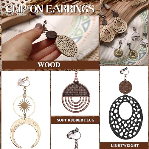THUNARAZ Clip on Dangle Earrings for Women Trendy, Bohemian Earrings Set | 9 Pairs Non-Pierced Earrings, Lightweight Comfortable Earrings, Bohemian Drop Clip on Earrings, Hypoallergenic Earrings Set - style: Style A
