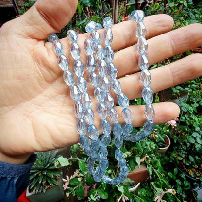 8x12mm Teardrop Glass Beads for Jewelry Making, Vertical Hole Faceted Crystal Prism Beads for Pendants Bracelet Necklace Earring, Light Blue Grey 100pcs - color: Light Blue Grey