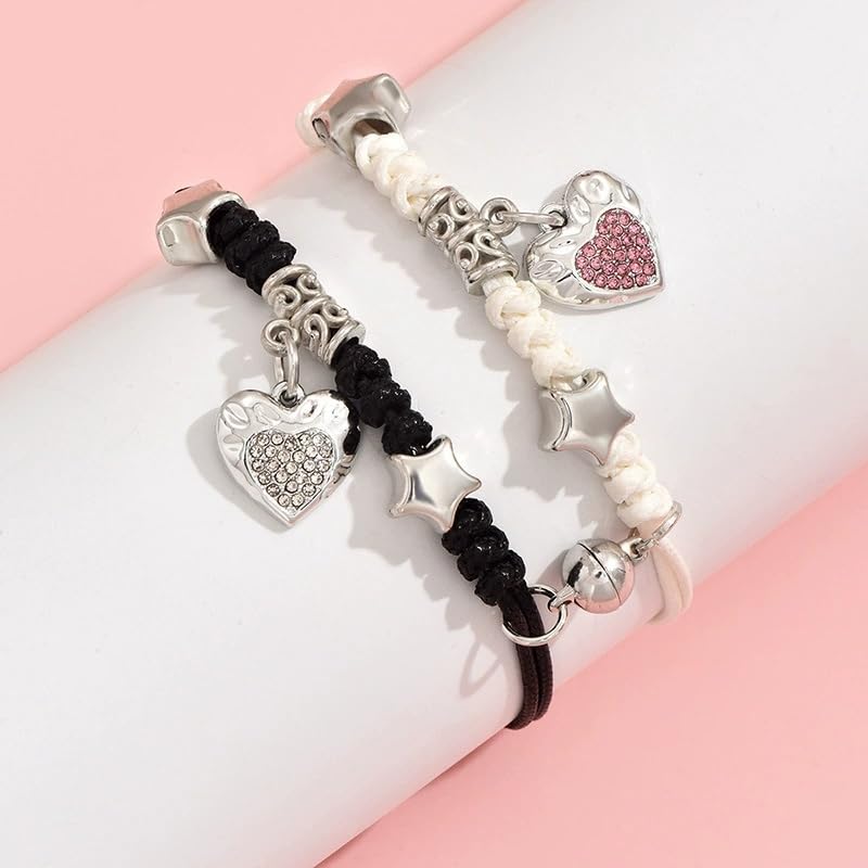 Matching Bracelets for Girlfriend Boyfriend, Couples Bracelets for Her Him, Matching Bracelet for Couples, Friendship Bracelets for Best Friends, Christmas Birthday Valentines Gifts for Women Men - style: Heart