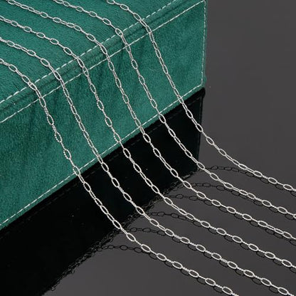 UMAOKANG 10 Meters Stainless Steel Chains Bulk on Spool Shiny Embossed Paperclip Chain for Jewelry Making - color: Embossed Paperclip Silver