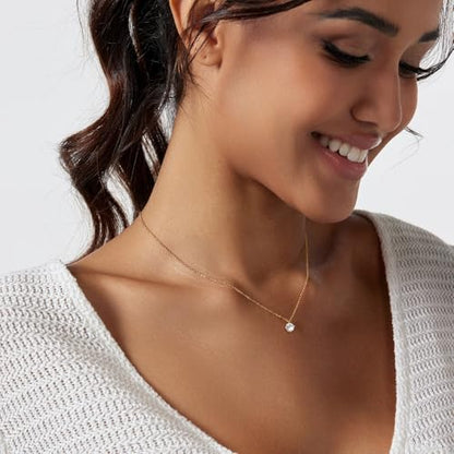 Zeffy Diamond Necklaces for Women, Dainty Gold Necklace 18k Gold Plated Layered Necklaces Simple Gold CZ Diamond Pendant Necklaces for Women Trendy Jewelry Gifts for Girls - color: Diamond Gold Necklace