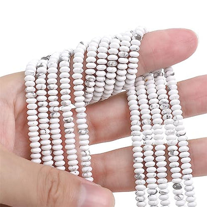BEADIA Natural White Howlite Spacer Beads Caps Rondelle Disk Loose Beads for Beading Jewelry Making 4mmx2mm 38cm - color: White Howlite, size: Rondelle Disk 4mm x 2mm