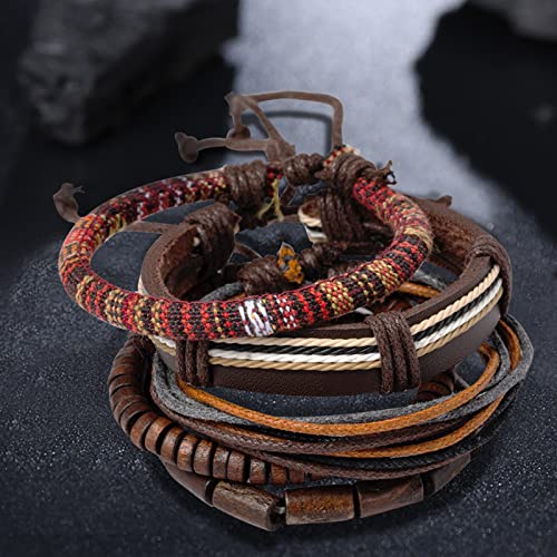 Wood Bead Necklace Africa Wooden Chain Statement Unisex Chunky Necklaces - color: 1necklace+ 4 bracelet