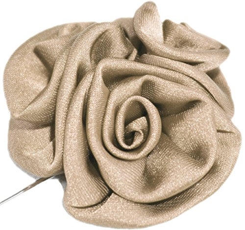 Gentleman's Essentials Premium Handmade Flower Lapel Pin Boutonniere - color: Champagne Gold [Bouquet]