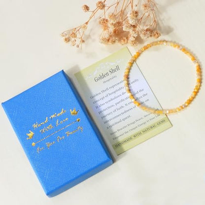 MASSIVE BEADS Natural Genuine Gemstone Beads Healing Crystal Chakra Reiki Jewelry Faceted Round Beads Bracelets 3mm - color: Golden Shell
