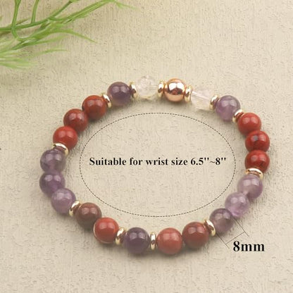 KSQS Healing Stone Bead Bracelet for Women, Natural Gemstones Balance Protection Bracelet, Spiritual Crystal Beads Bracelet Anxiety Relief with Meaning Card - color: Health