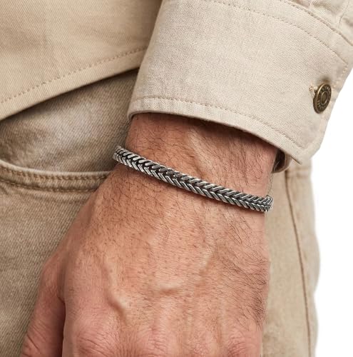 Galis Chain Bracelets For Men - Premium Stainless Steel, Silver, Gold Plated Non Tarnish - Mens Jewelry, Fathers Day Gift - color: Silver, size: 7 Inches