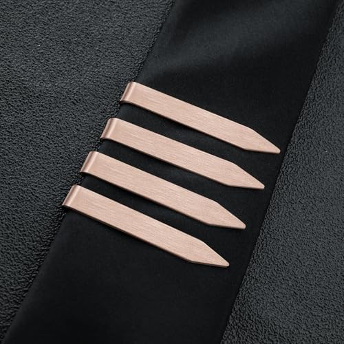 HAWSON Gold Silver Black Rose Gold Tie Clips for Men, Skinny Bars Pins Tacks Set 2.2 Inch for Necktie Suit Accessories - style: 4 Pcs Rose Gold Tie Bars Set