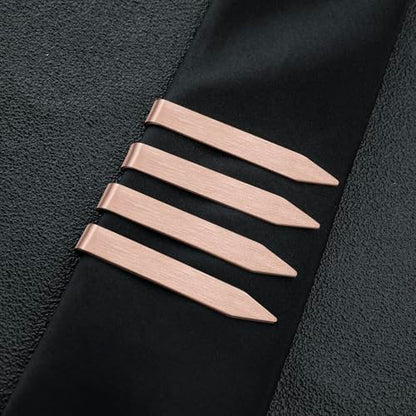 HAWSON Gold Silver Black Rose Gold Tie Clips for Men, Skinny Bars Pins Tacks Set 2.2 Inch for Necktie Suit Accessories - style: Single Rose Gold Clip