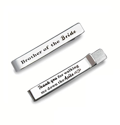 Brother of The Bride Gifts from Brides Sisters Wedding Tie Clip Gifts for Brothers Wedding Bridal Party Gift for Brother Sibling Double Sided Engraved Tie Bar For Bro Cousin