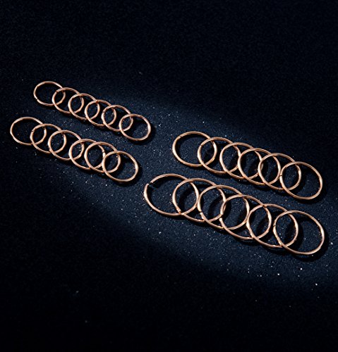 24Pcs 20G 316L Stainless Steel Nose Rings Hoop Tragus Cartilage Helix Piercing Lip Septum Ring 6-12MM Bendable - color: B: 24Pcs Rose Gold