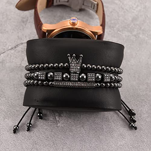 Mens Bracelet Beaded Bracelets Micro Pave Zircon Bracelets for Men Women Bracelets for Men Stainless Steel Cuff Bangle - color: F-black