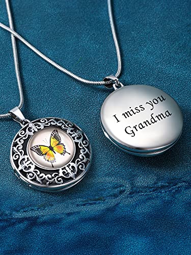 Farfume Personalized Photo Necklace for Women/Men, Memorial Jewelry Gifts | Holds 2 Pictures Pendant, Custom Engraved Text, Beautiful Locket for Girls, Durable Stainless Steel, Mothers Day Gifts - color: A-6 Butterfly locket necklace