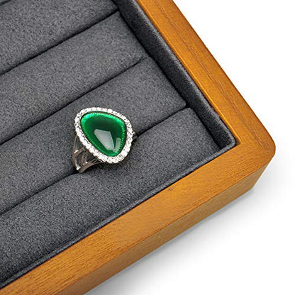 Oirlv Solid Wood Ring Jewelry Box Organizer Earrings Jewelry Drawer Organizer Tray with Lid (Grey) - color: Grey Box