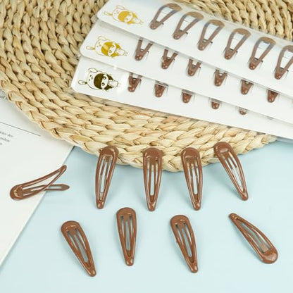 40pcs Snap Hair Clips, 2'' Hair Clip, Non-slip Brown Hairpin Accessories for Women Girls, Metal Barrettes for Styling, Brown - color: 2'' Brown