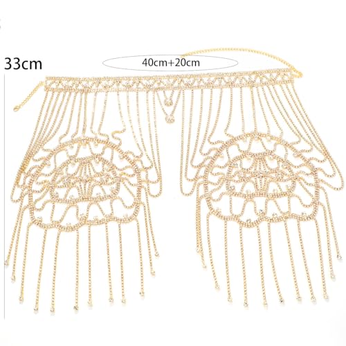 STONEFANS Bridal Rhinestone Shoulder Necklace Body Collar Jewelry Luxury Tassel Crystal Shoulder Harness Chain Wedding for Women - style: Fashion3