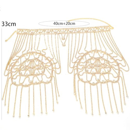 STONEFANS Bridal Rhinestone Shoulder Necklace Body Collar Jewelry Luxury Tassel Crystal Shoulder Harness Chain Wedding for Women - style: Fashion3