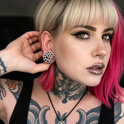 LADEMAYH 2PCS Hammered Ear Plugs Gauges for Ears, Punk Textured Tunnels | Industrial Style, Double Flared Expander, 316L Surgical Stainless Steel, Hypoallergenic, Saddle Fit, Ear Stretching Jewelry - color: #6677 Silver, size: 1/2"(12mm)