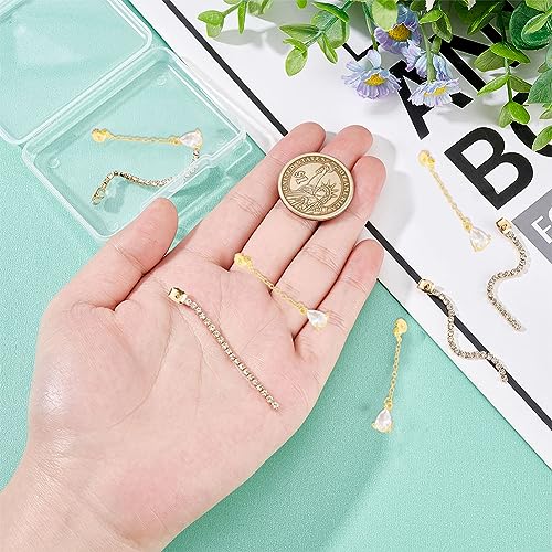 SUNNYCLUE 1 Box 8Pcs 2 Style Real 18K Gold Plated Earring Backs Ear Studs Rhinestone Tassel Earring Findings Long Chain Butterfly Ear Nuts for Jewelry Making Women Adult DIY Earrings Craft Accessories - color: 8pcs 2 Styles 18k Gold Plated Earring Backs T