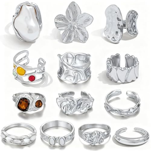 CHICUTIE Knuckle Rings Set For Women Stackable Joint Finger Midi Rings Dainty Cubic Crystal Zirconia Hollow Twist Cute Pack Jewelry Gift - color: Silver
