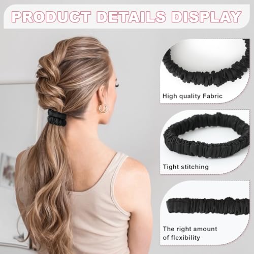 6Pcs Silk Hair Ties 100% Pure Mulberry Silk Scrunchies for Women Girls | No Hair Crease, Anti Frizz, Gentle Hold, No Damage, Black*6 - color: Black