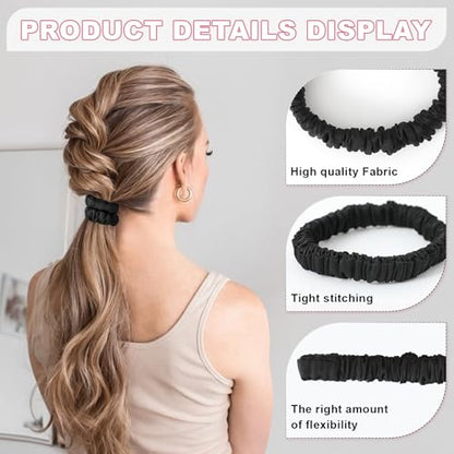 6Pcs Silk Hair Ties 100% Pure Mulberry Silk Scrunchies for Women Girls | No Hair Crease, Anti Frizz, Gentle Hold, No Damage, Black*6 - color: Black