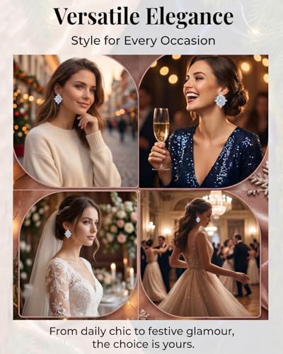Prom Silver Clip On Earrings for Women Trendy Hypoallergenic Non Pierced Statement Cubic Zirconia Earrings for Women Large Rhinestone Earring Formal Wedding Jewelry Gifts - color: Silver