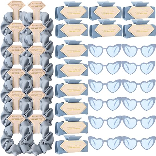 Bridesmaid Scrunchies Proposal Gifts Bachelorette Hair Claws Clips women heart sunglasses for Wedding Party Favors (36pcs Dusty Blue) - color: 36pcs Dusty Blue