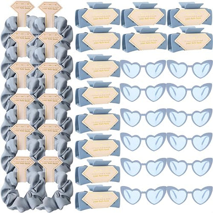 Bridesmaid Scrunchies Proposal Gifts Bachelorette Hair Claws Clips women heart sunglasses for Wedding Party Favors (36pcs Dusty Blue) - color: 36pcs Dusty Blue