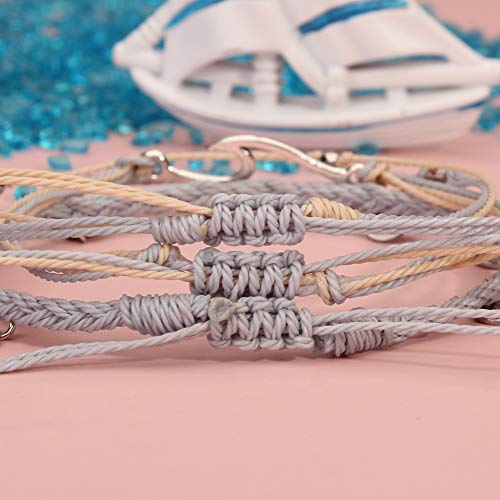 Waterproof String Anklets Cute Beaded Ankle Bracelets Beach Wave Anklet Stainless Steel Coin Boho Ankle Jewelry for Women - color: Light Grey