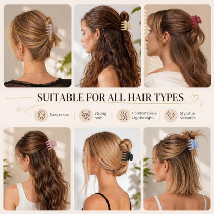 12Pcs Small Silicone Hair Clips for Women Thin Short Hair, 1.7 Inch | Flexible Claws Clips for Women, Strong Hold Comfort Claw Clip, Soft Matte Claw Clips for Half Up Styling
