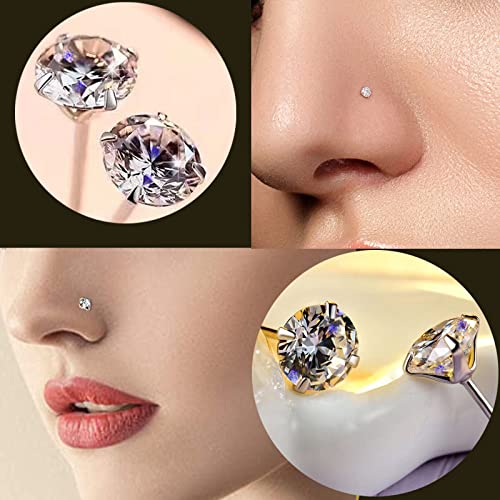 Nose Rings & Studs - 18g, 20g, 22g 14K Gold Bone Nose Studs for Women in Titanium Steel - color: 20g 8pcs Gold Bone Shaped 316L Surgical Steel