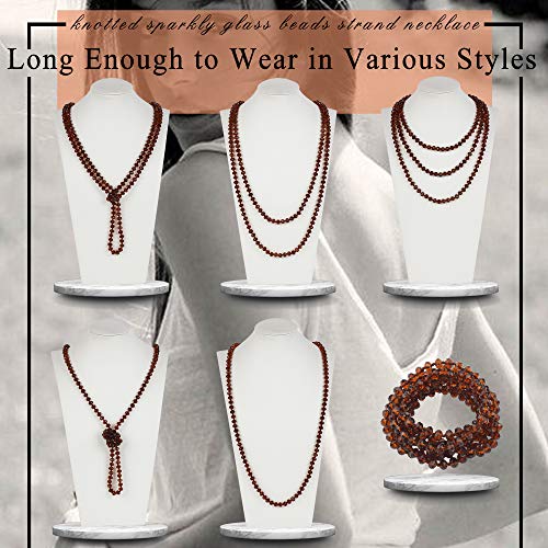 Firstmeet Fashion Beads Rope Knot Long Beaded Necklace Versatile 60" Strand Costume Jewelry for Women - color: Dark Brown