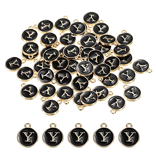 MECCANIXITY Alphabet Letter Charm Double Sided Alphabet Pendant, for Earring Jewelry Making - style: Y